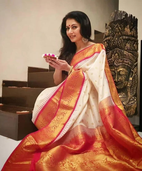 Designer Classic Banarasi Soft Silk Saree With Blouse For Women's