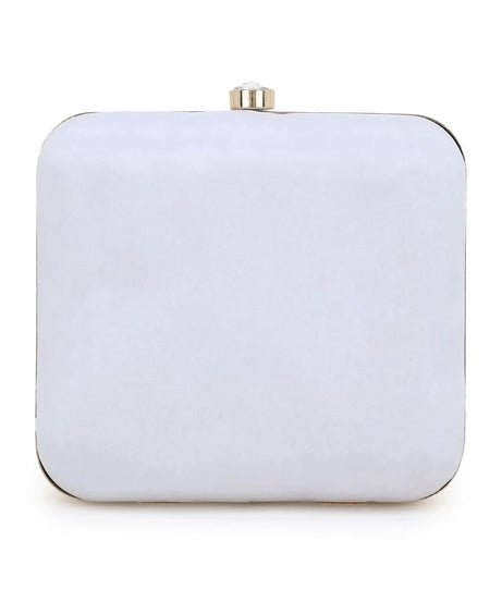 Faux Silk Sequined & Embellished Box Clutch