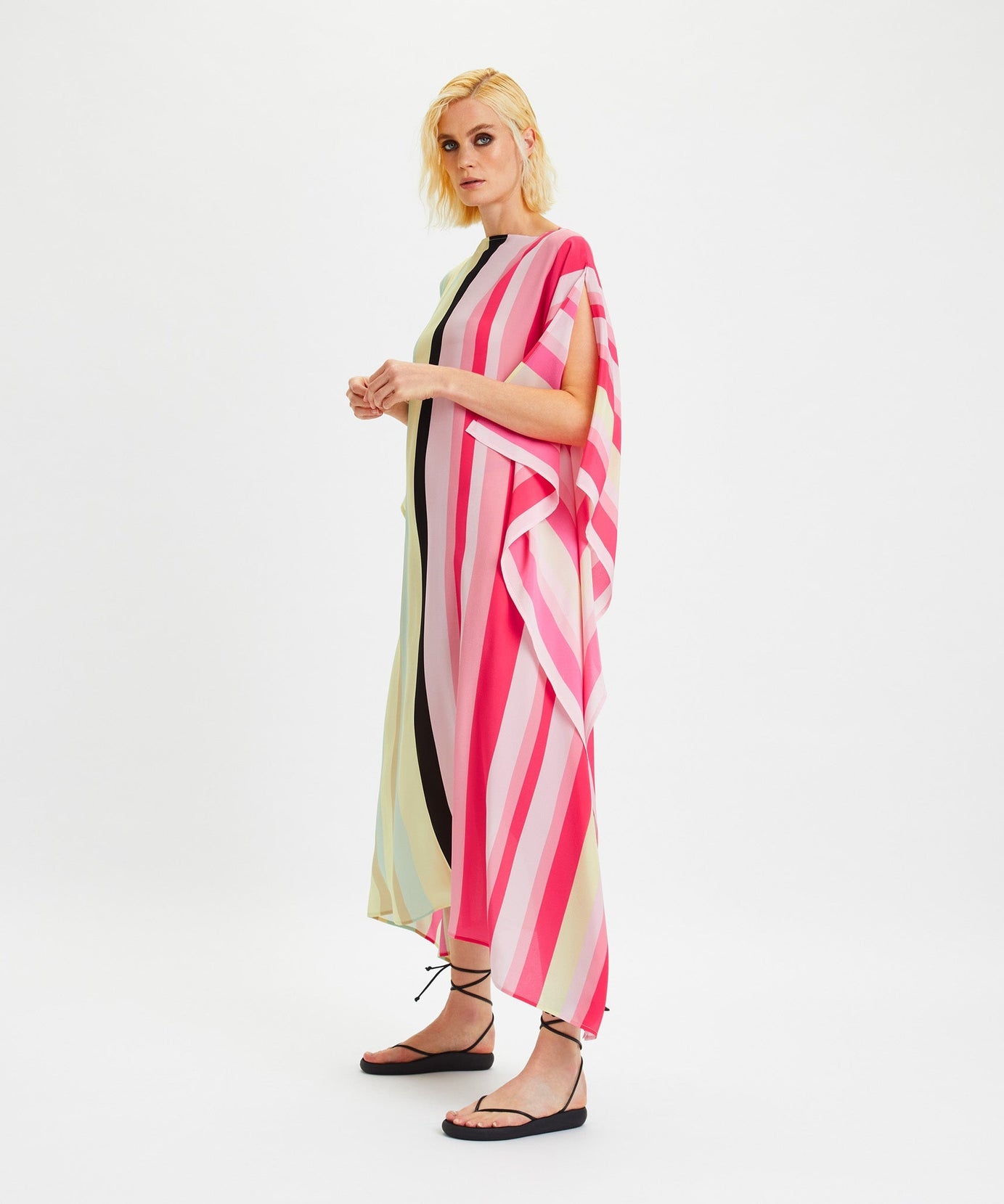 Lightweight Silk Crepe Kaftan Dress - Flowy and Stylish Caftan For Women's