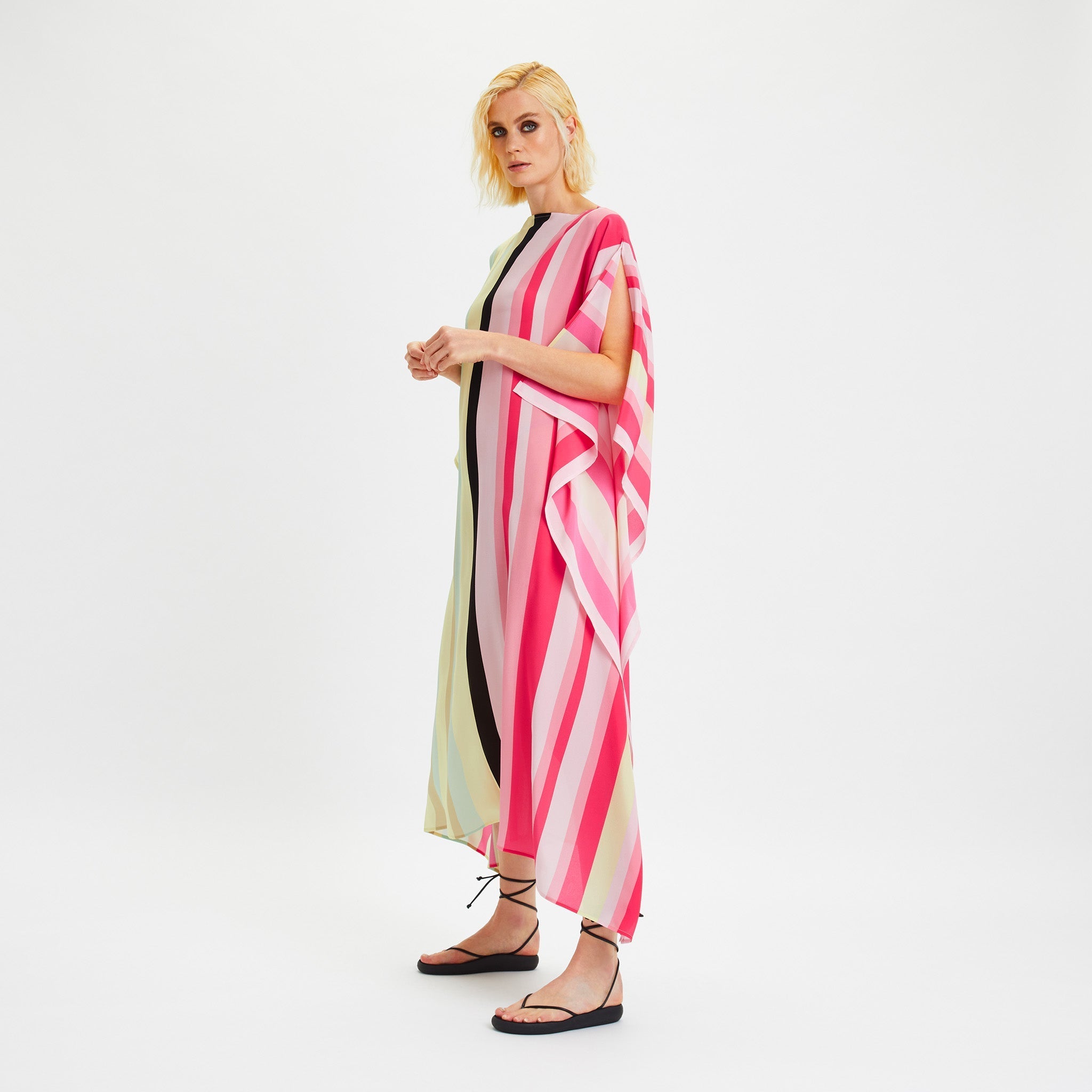 Lightweight Silk Crepe Kaftan Dress - Flowy and Stylish Caftan For Women's