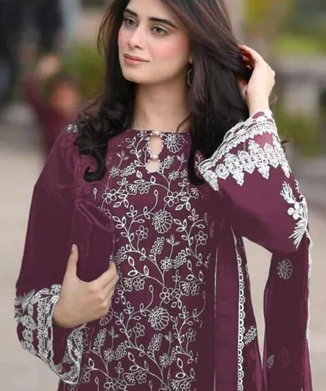 Georgette With Embroidery Work Pakistani Top Bottom With Dupatta