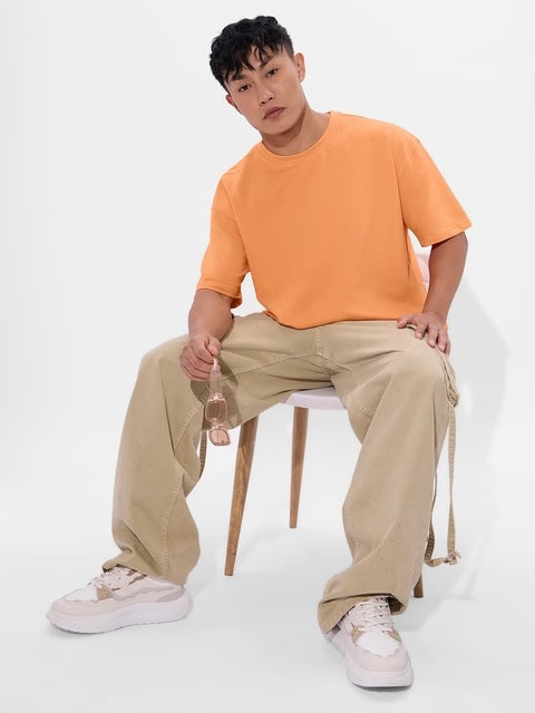 Solids: Light Orange Oversized T-Shirts
