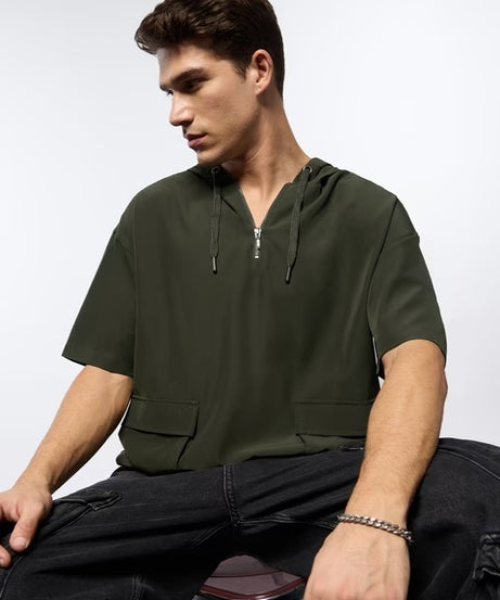 Dark Olive Hooded T-Shirts