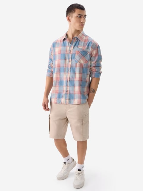 Plaid  Blue, White, Pink Men Relaxed Shirts