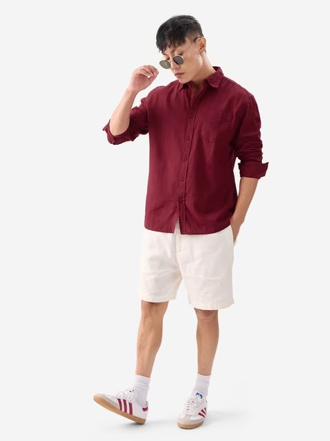 Cotton Linen Red Cotton Linen Shirts
