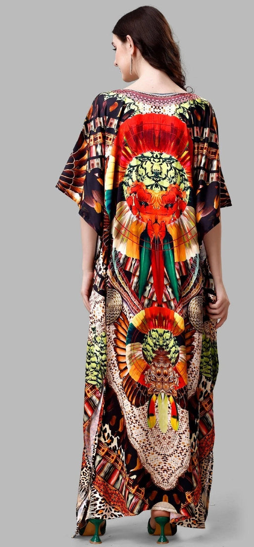 Designer Printed Smooth Stain Casual Wear Kaftan for Women , Maxi Long Dress
