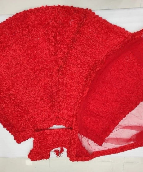 Premium Net With Heavy Riboon Flower Work Lehenga Blouse With Dupatta15-HR