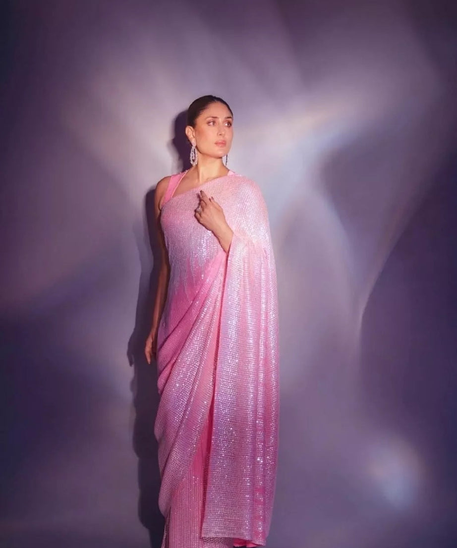 Georgette Party Wear Wedding Saree, New Indian Classic Function Sari