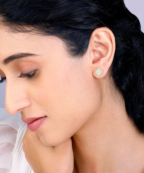 Golden Pansy Flower Earrings