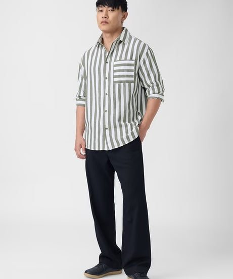 Ashen Cotton Linen Stripes Shirts