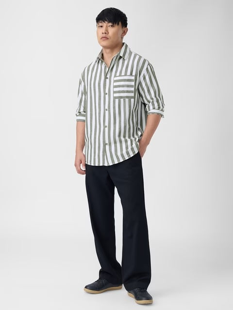 Ashen Cotton Linen Stripes Shirts