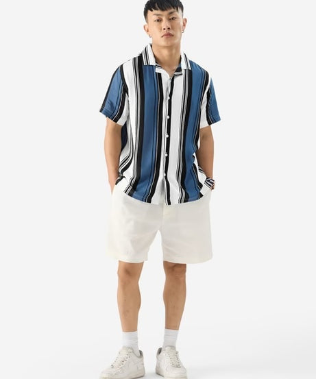 Stripes Malibu Blue Holiday Shirts