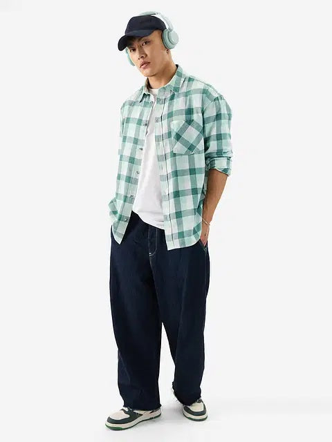 Plaid Minted Marble Men Relaxed Shirts