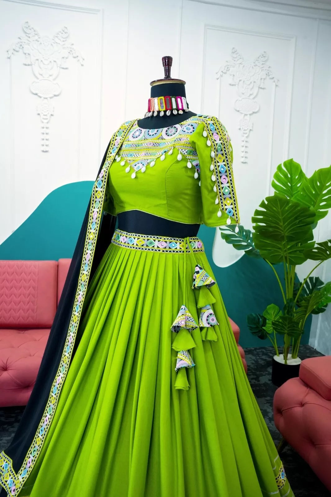 Indian Rayon Lehenga Blouse & Dupatta