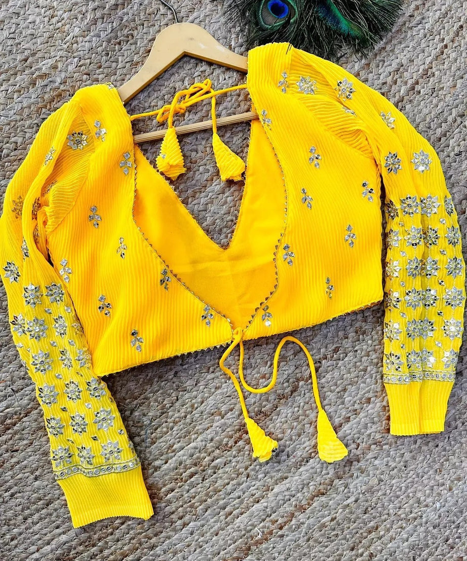 Georgette Full Stitched Wedding Style Fancy Blouse Choli