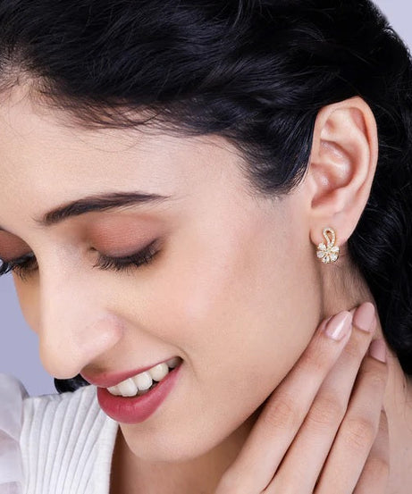 Golden White Floral Damsel Earrings