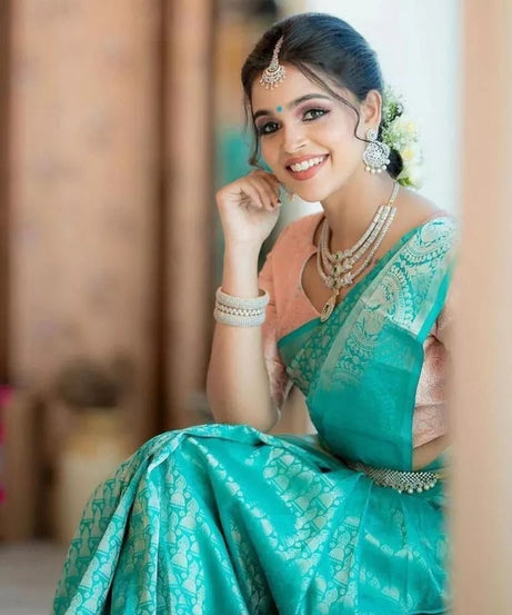 Soft Lichi Silk Beautiful Rich Pallu & Jacquard Work Saree With Blouse