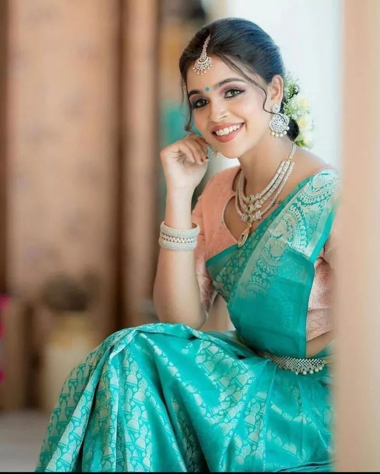 Soft Lichi Silk Beautiful Rich Pallu & Jacquard Work Saree With Blouse