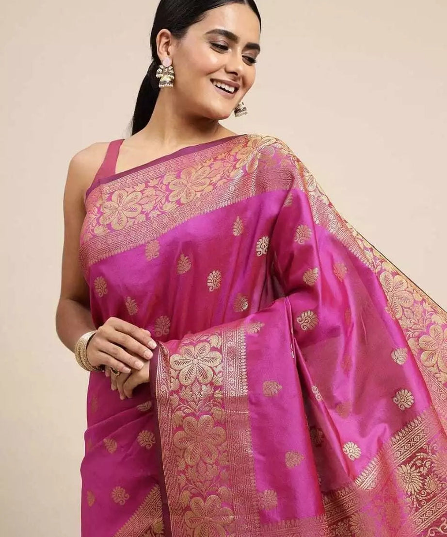 Party Wear Fancy Banarasi Soft Silk Saree For Women's