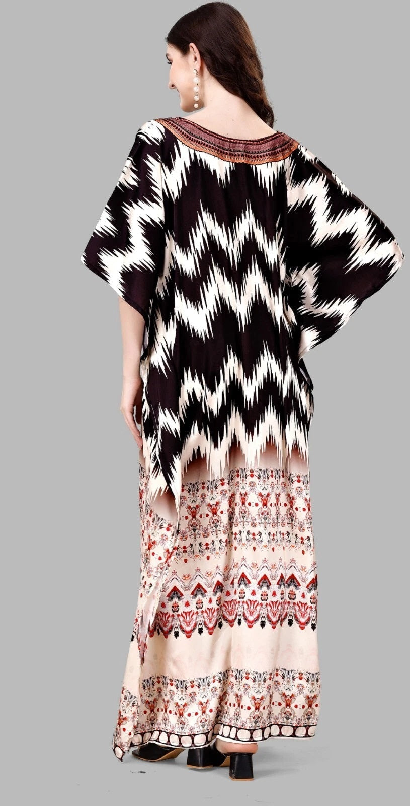 Women's Long V- Neck Batwing Sleeve Kaftan Dress