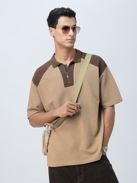 Ottoman Colourblock: Sepia Zipper Polos