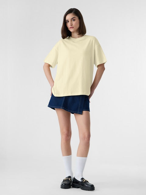 Solids: Off-White Women Oversized T-Shirts
