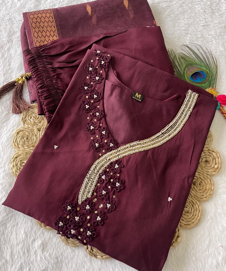 Trending Women's wear Full Stitched Premium Roman SilkTop Pant & Dupatta Set