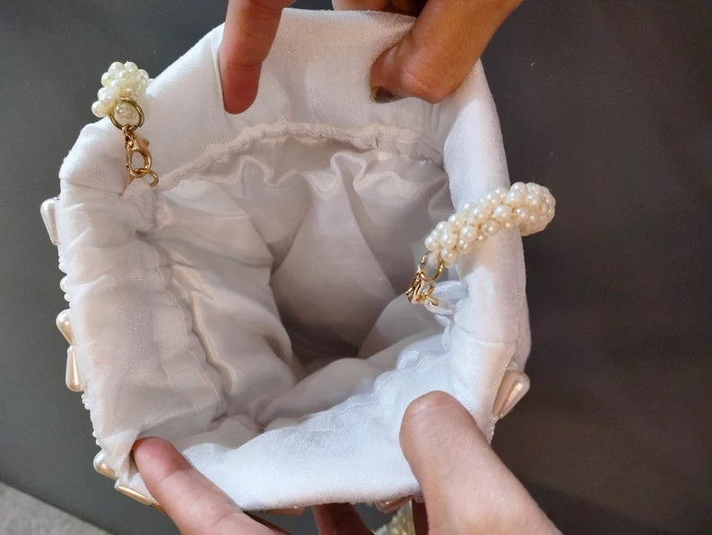 White Pearl Beaded Potli Bag
