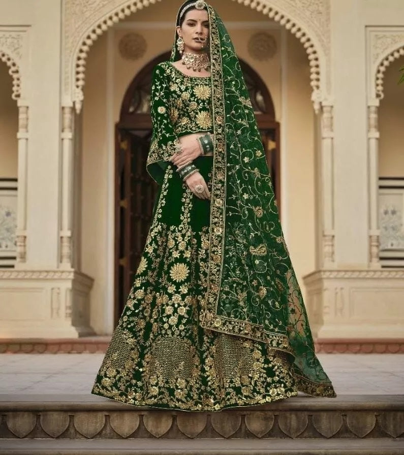 9000 Heavy Velvet Festival Classic Indian Bollywood Lehenga Blouse Dupatta