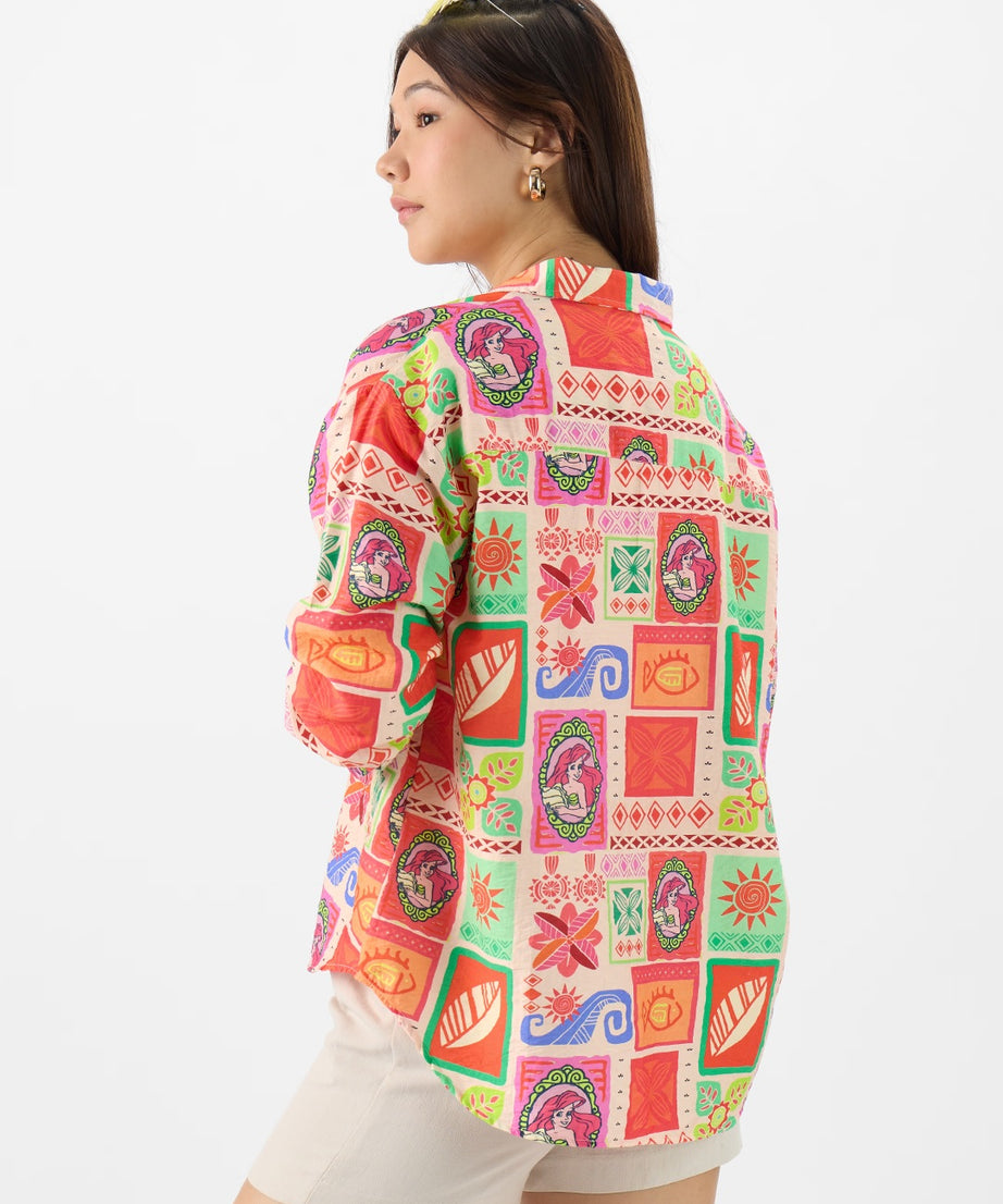 The Little Mermaid Mosaic Women Boyfriend Shirts