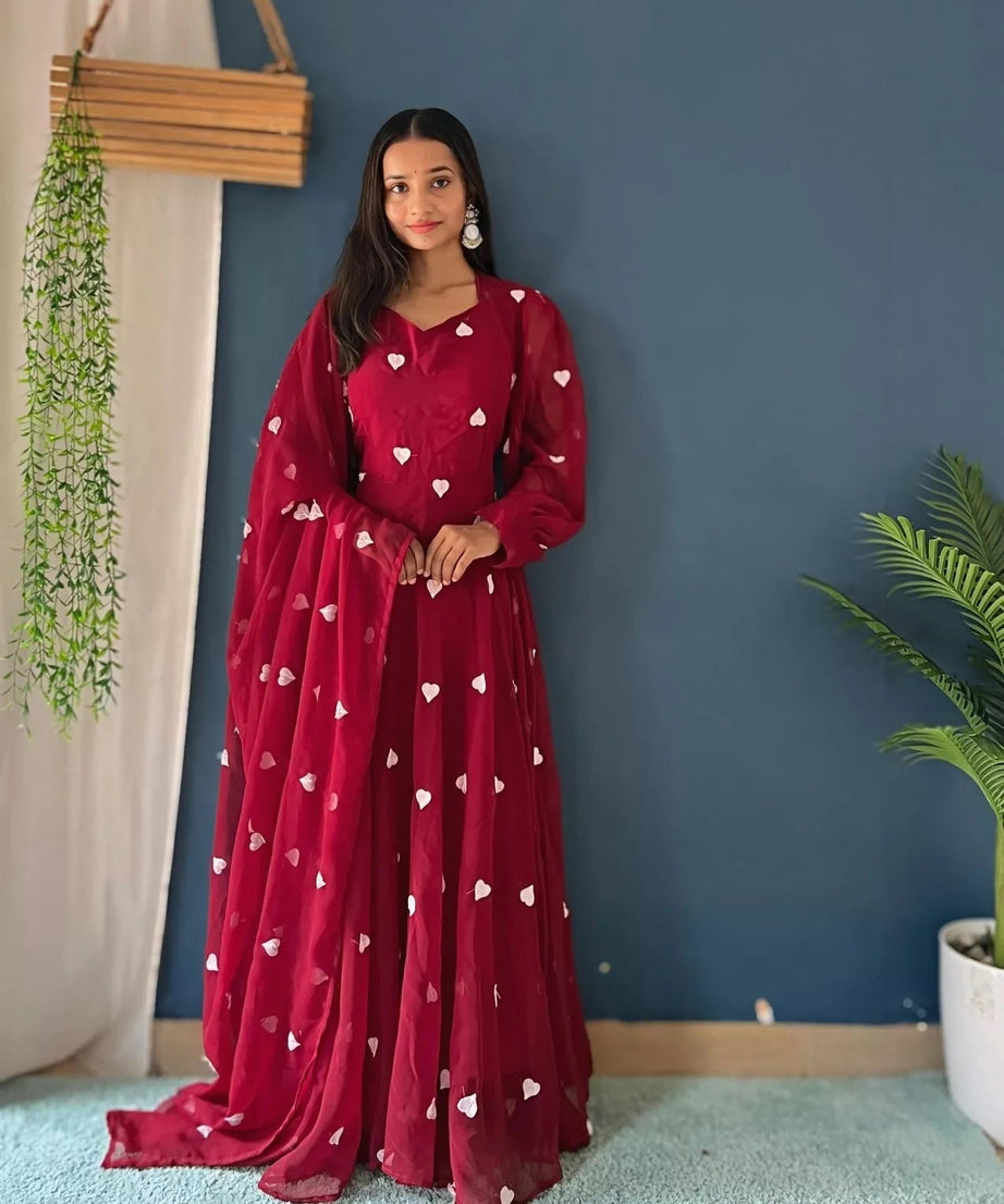 Faux Georgette Anarkali Gown Bottom & Dupatta