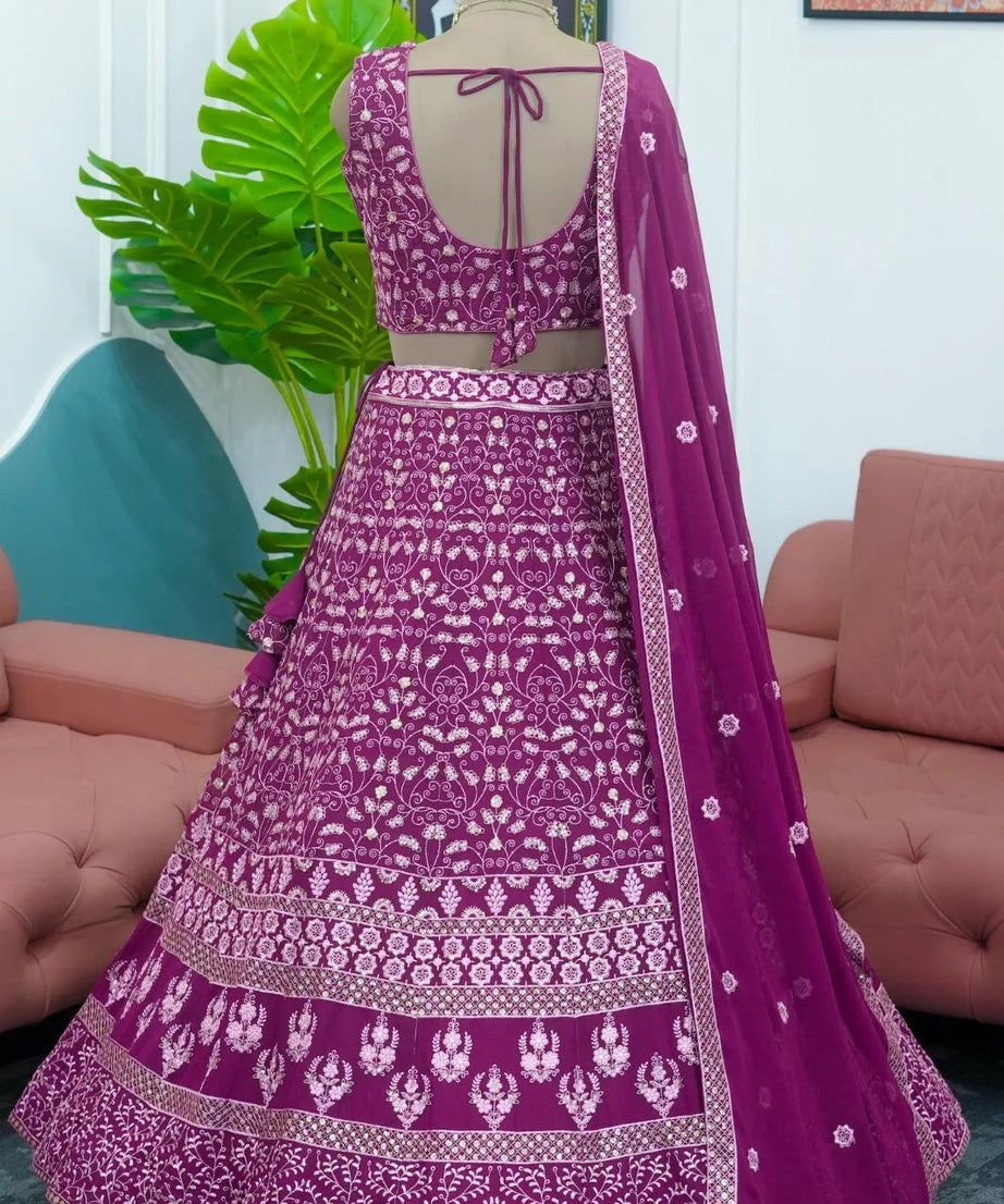 Georgette With Thread Sequence Work  Lehenga Blouse & Dupatta