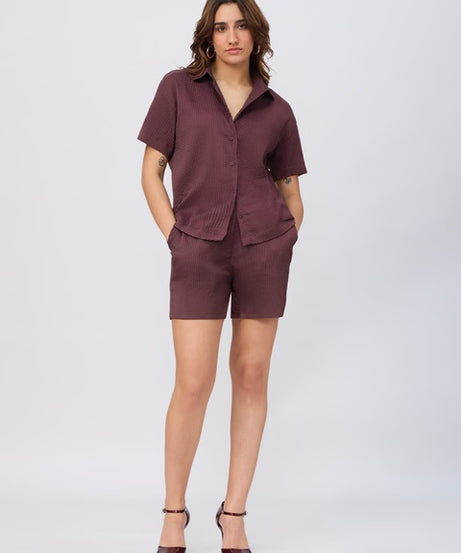 Textured Deep Ember Women Shirts