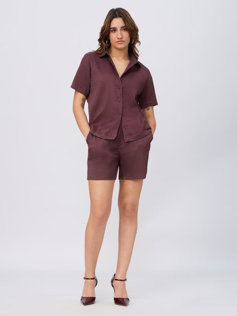 Textured Deep Ember Women Shirts
