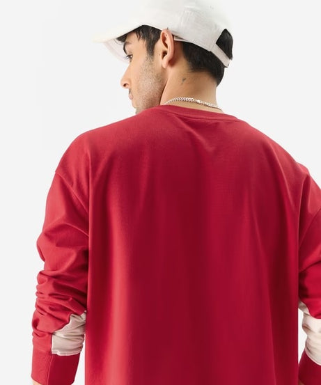 Race Red Oversized Full Sleeve T-Shirts