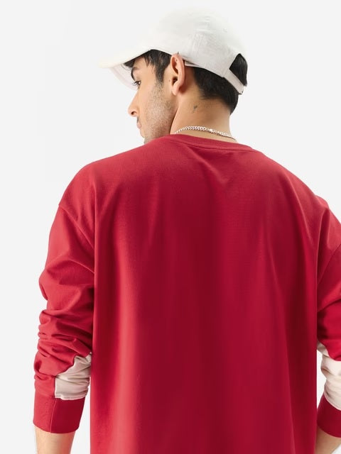 Race Red Oversized Full Sleeve T-Shirts