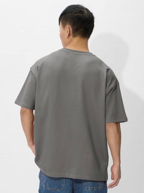 Solids Smoke Grey Oversized T-Shirts