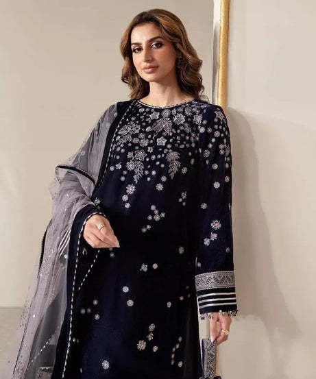 Ethnic Festival Collection Indian Stitched Viscose Velvet Top Pant Dupatta