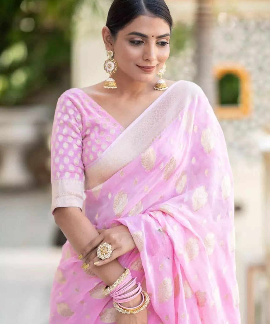 Women's Banarasi Soft Silk Saree With Blouse