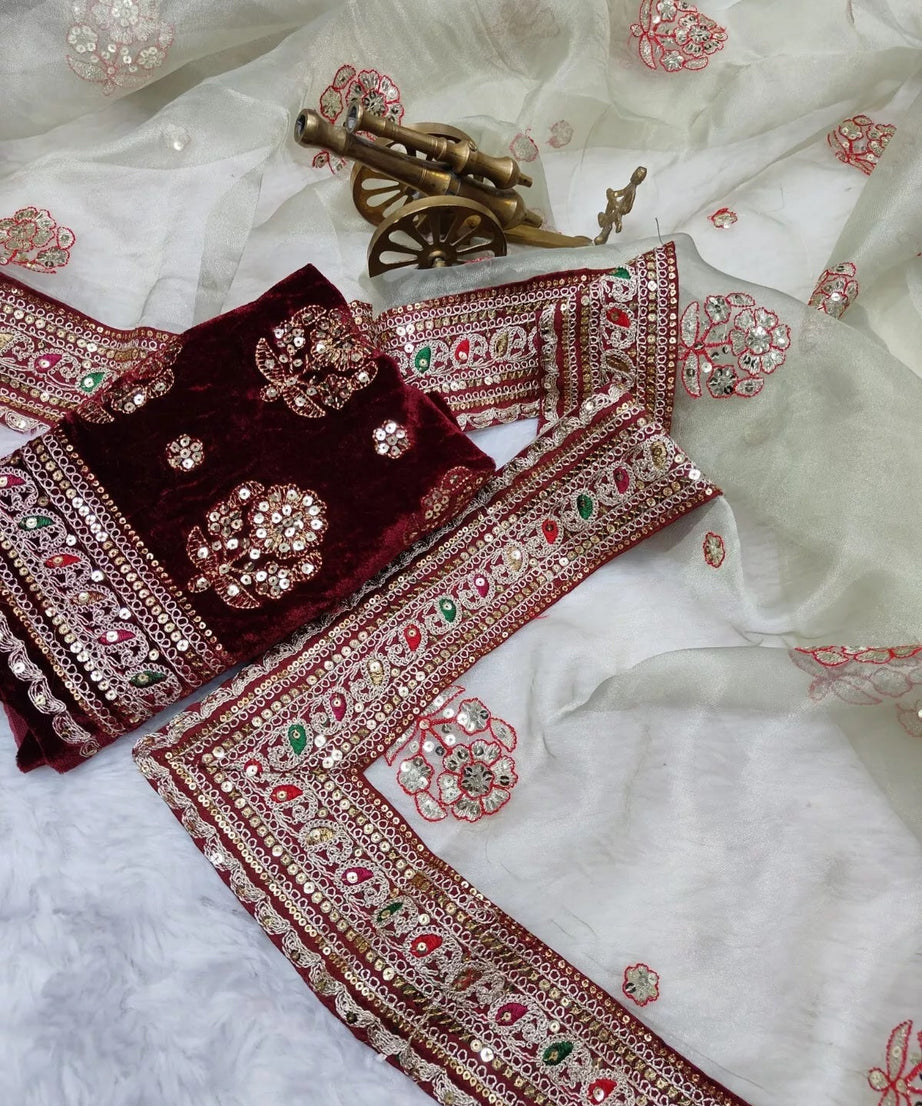 Wedding Bollywood Soft Light Organza Saree,Festival PartyWear Sari & Blouse