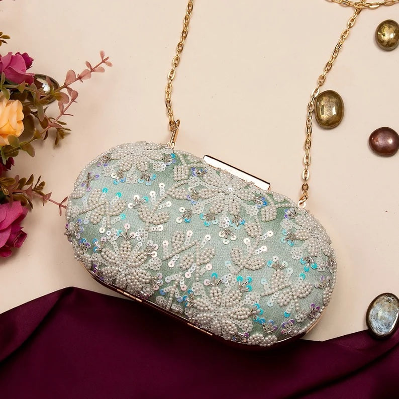 Single Side Work Oval Clutch