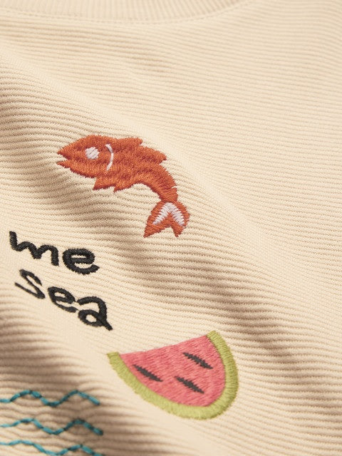 The Sea Textured Women Relaxed Fit T-Shirts