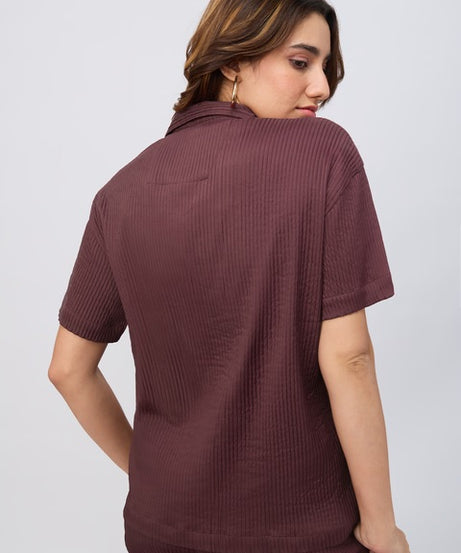 Textured Deep Ember Women Shirts
