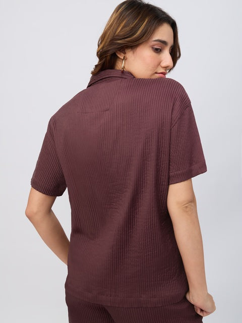 Textured Deep Ember Women Shirts