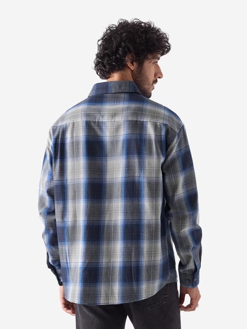 Plaid Blue & White Men Relaxed Shirts