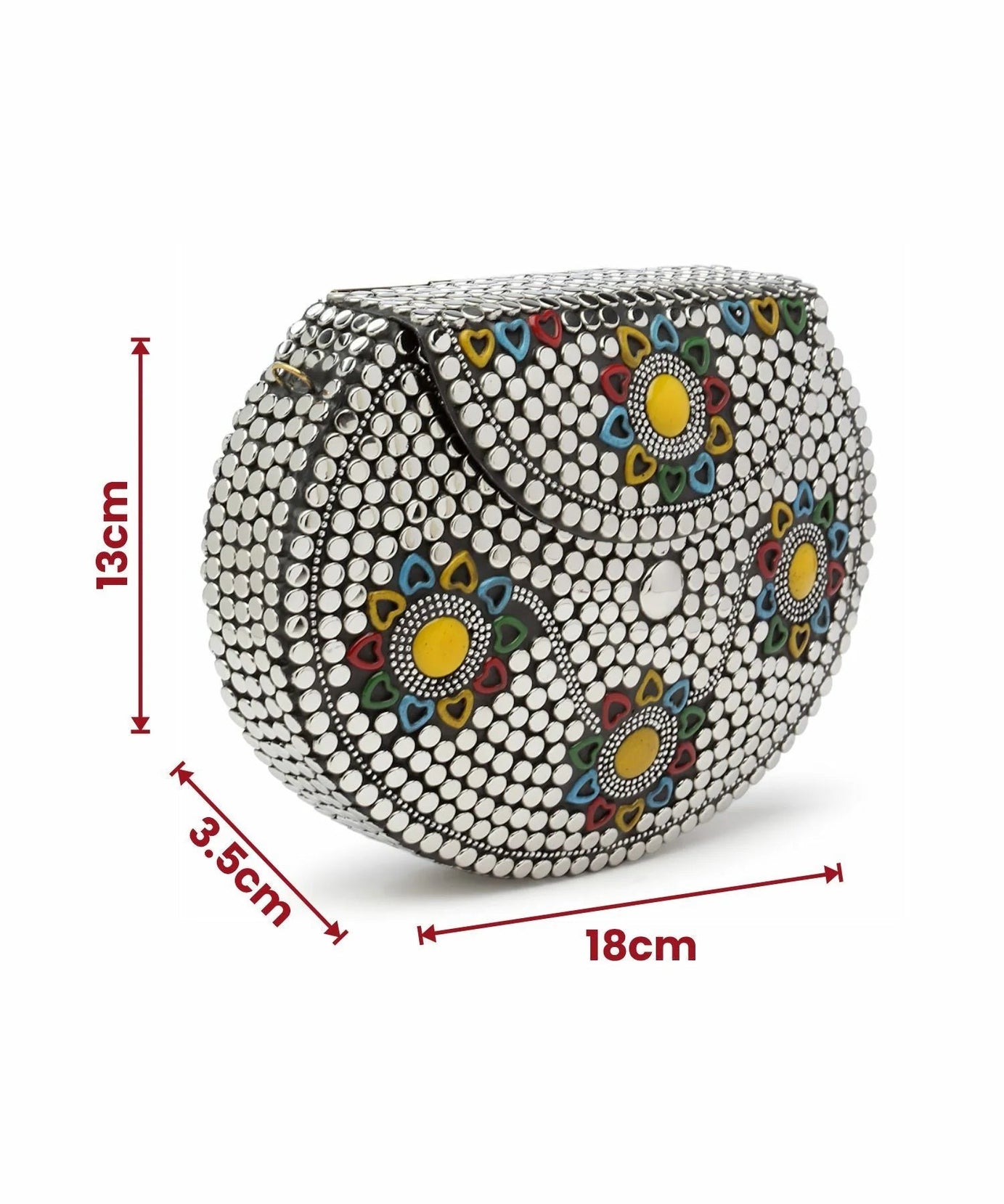 Mosaic Embellished Metal Clutch