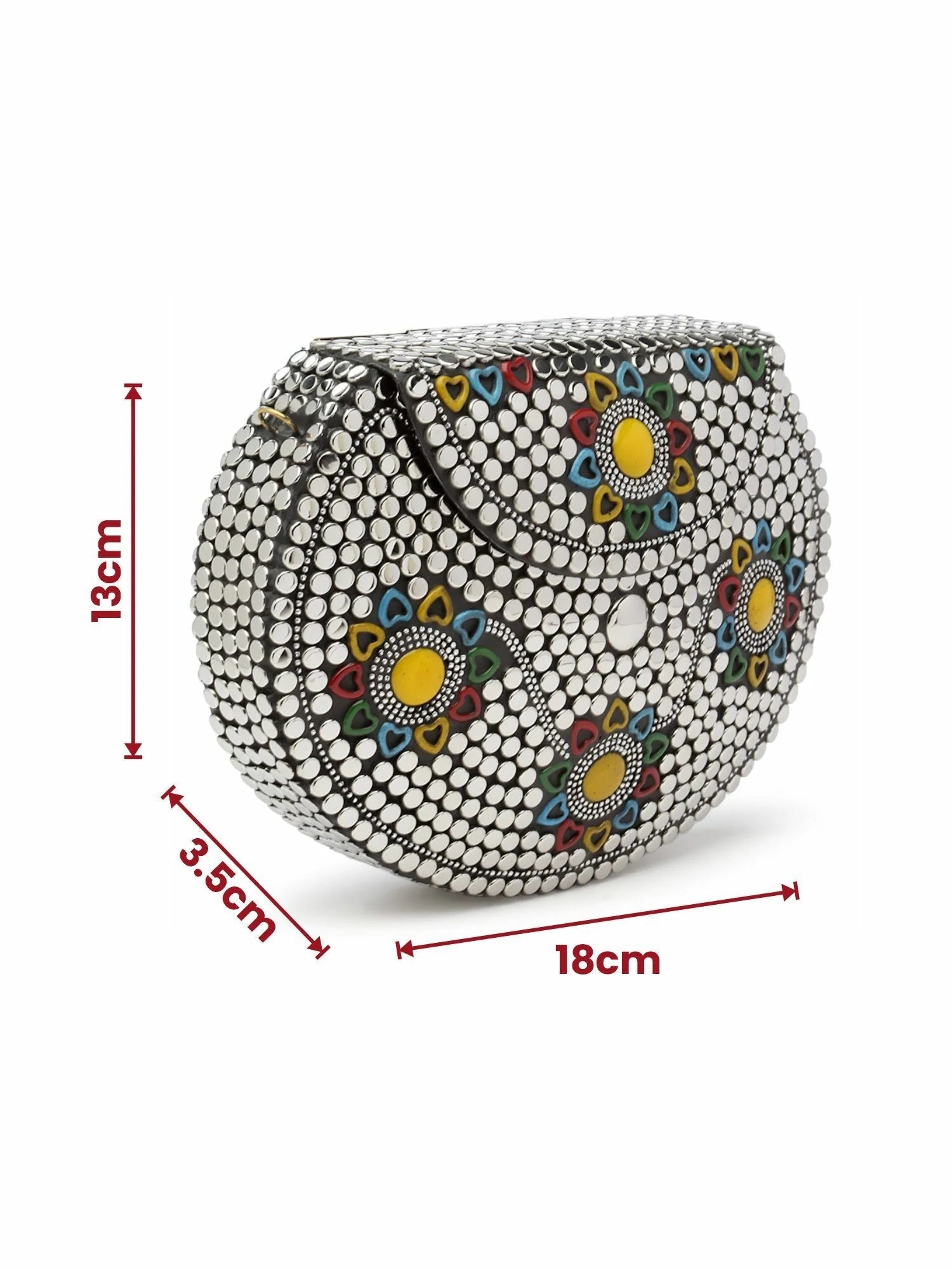 Mosaic Embellished Metal Clutch