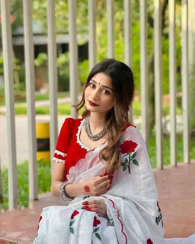 Pure Soft Chanderi Cotton Saree With Full Stitched Blouse,Wedding Sari