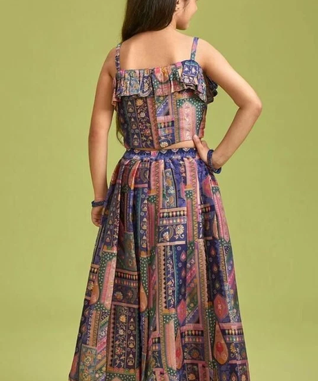 Kid's Wedding Party Wear Heavy Mun Mun Silk With Designer Print Lehenga & Blouse22-KL
