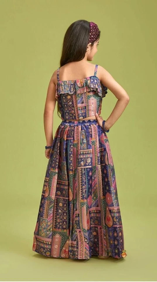 Kid's Wedding Party Wear Heavy Mun Mun Silk With Designer Print Lehenga & Blouse22-KL